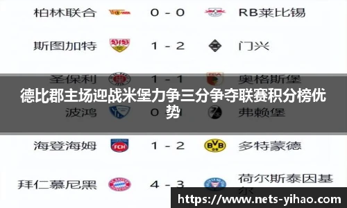 德比郡主场迎战米堡力争三分争夺联赛积分榜优势